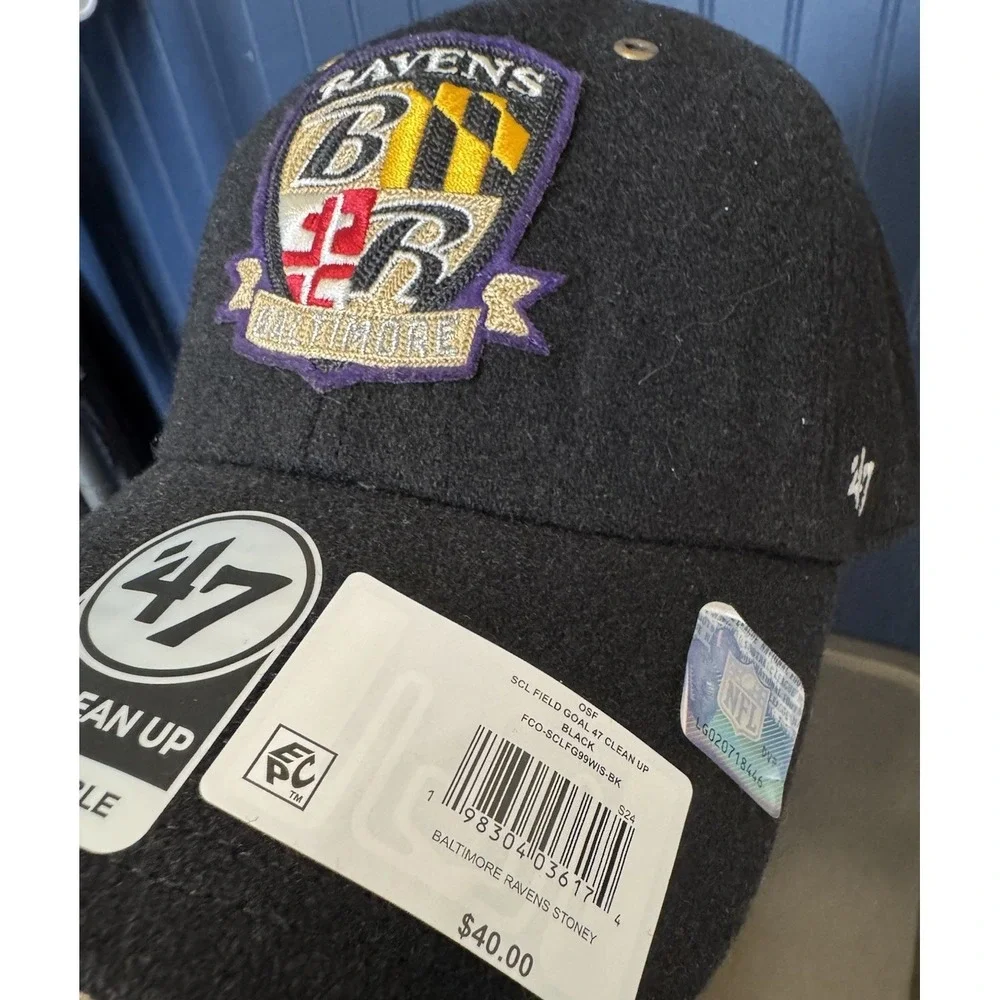 Baltimore Ravens 47 Clean Up Adjustable Cap Stoney Clover Lane Wool Polyester OS